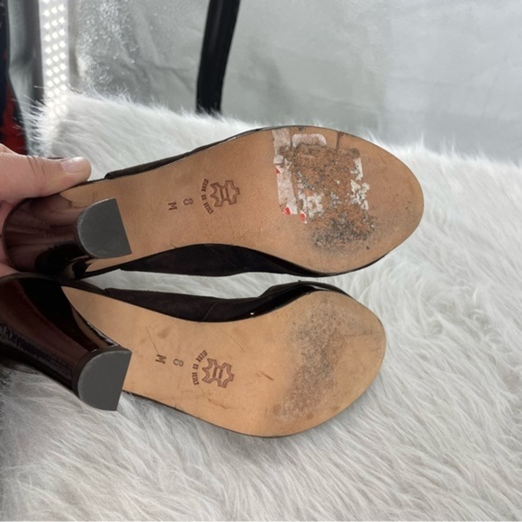 Isaac‎ Mizrahi Brown suede Slingbacks Made In Italy Pumps peep toe Sz 8 - Picture 8 of 8